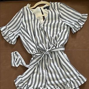 Black and white striped romper